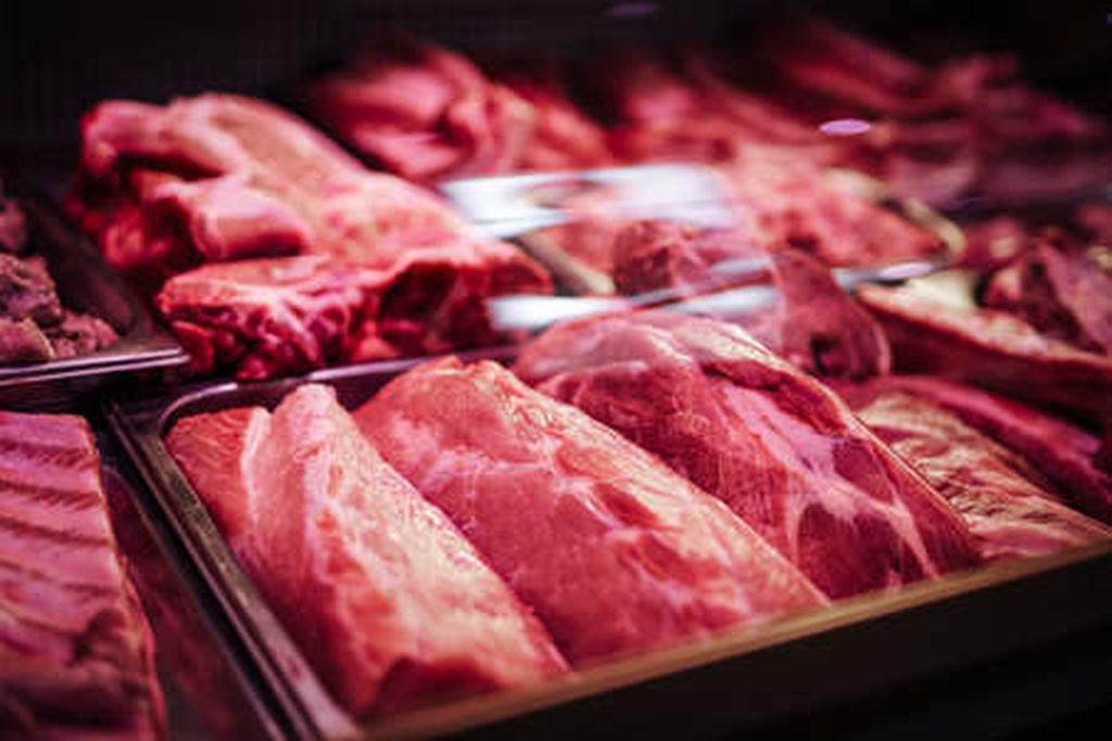 Fresh meat cuts displayed in the shop case at Sudlersville Meat Locker