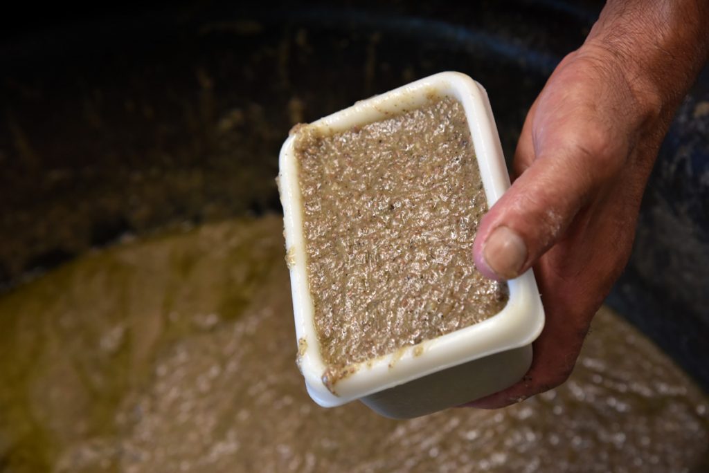 Homemade scrapple being prepared fresh