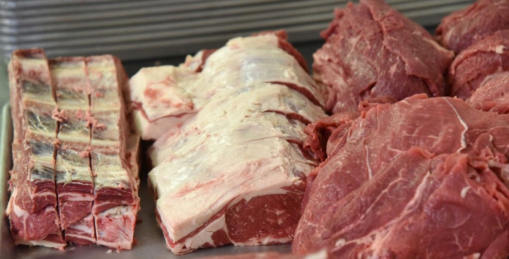 Local black angus beef cuts on a tray